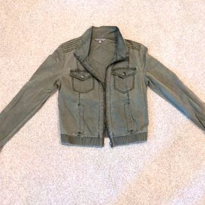 Rubbish zip-front military-style slightly cropped jacket army green bomber S